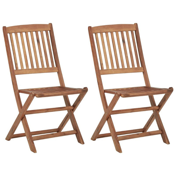 Vidaxl Folding Outdoor Chairs 2 Pcs Solid Acacia Wood Patio Chairs