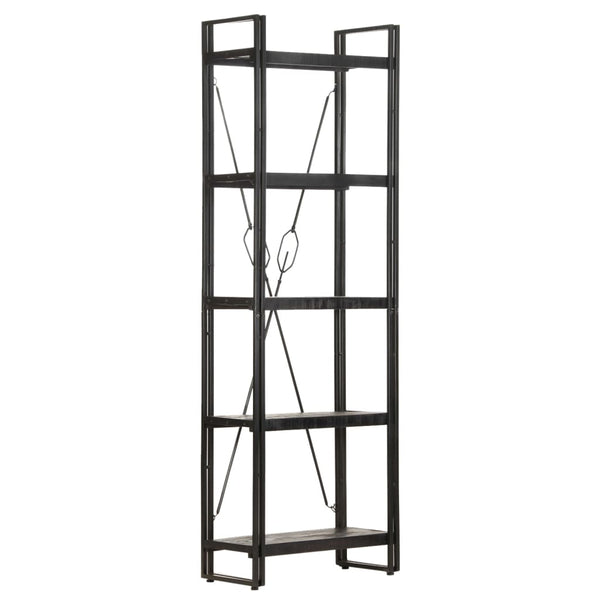 5 Tier Bookcase Black 60X30x180 Cm Solid Mango Wood Bookshelves