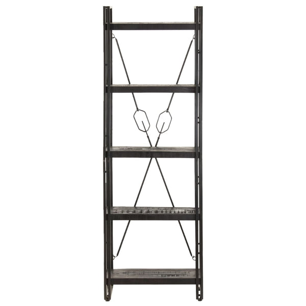 5 Tier Bookcase Black 60X30x180 Cm Solid Mango Wood Bookshelves