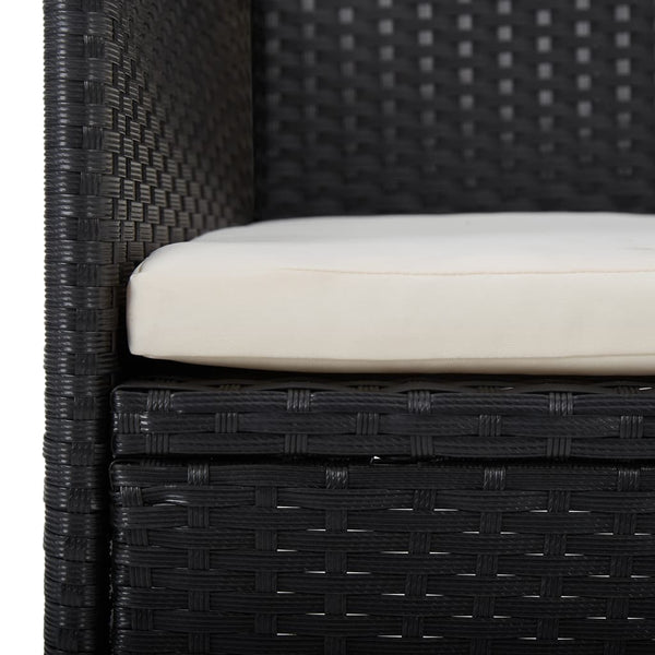 3 Piece Garden Dining Set Black Poly Rattan And Glass Outdoor Dining Sets