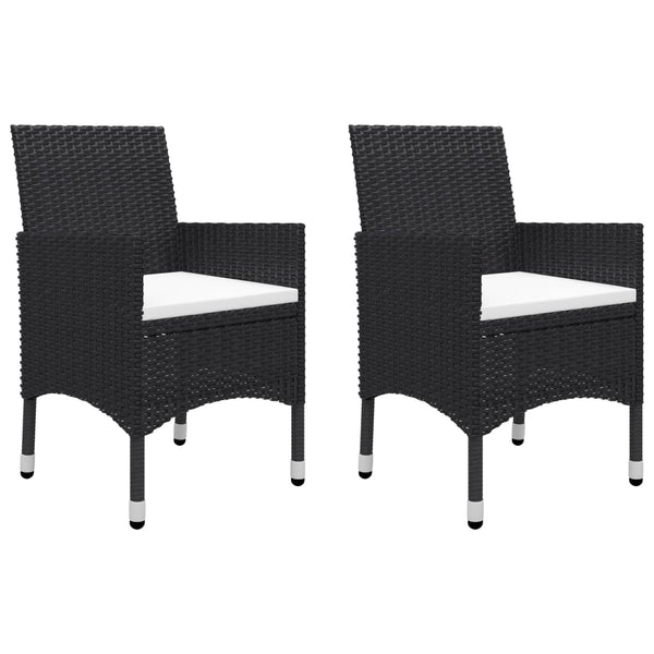 3 Piece Bistro Set Poly Rattan And Acacia Wood Black Patio Furniture Sets