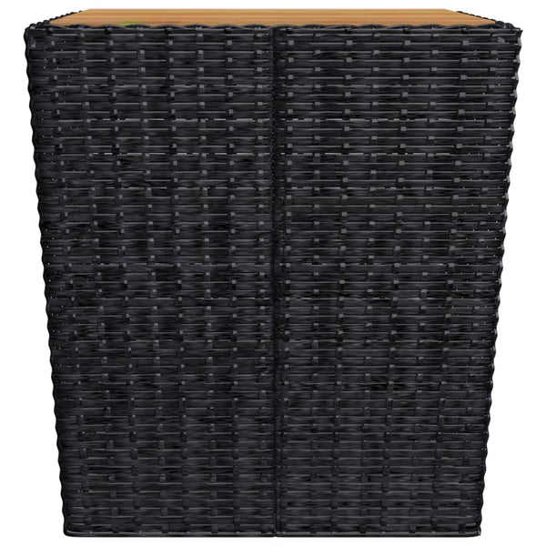 3 Piece Bistro Set Poly Rattan And Acacia Wood Black Patio Furniture Sets