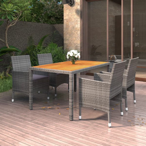 5 Piece Garden Dining Set Poly Rattan Grey Outdoor Dining Sets
