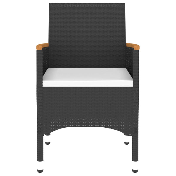 5 Piece Garden Dining Set Poly Rattan And Tempered Glass Black Outdoor Dining Sets