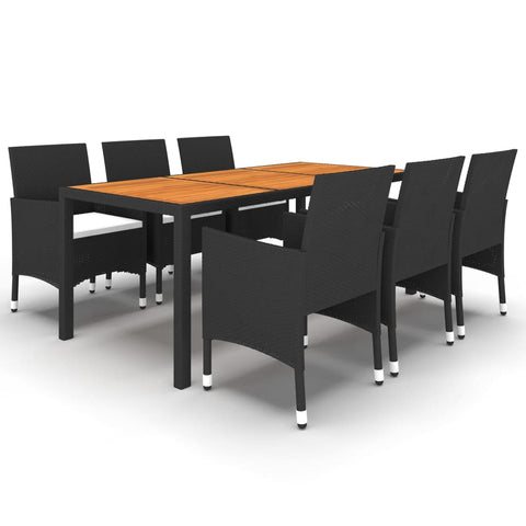 7 Piece Garden Dining Set Poly Rattan Black Outdoor Dining Sets