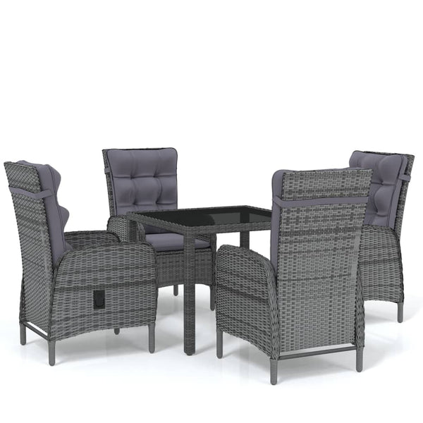 5 Piece Garden Dining Set Poly Rattan Grey Outdoor Dining Sets