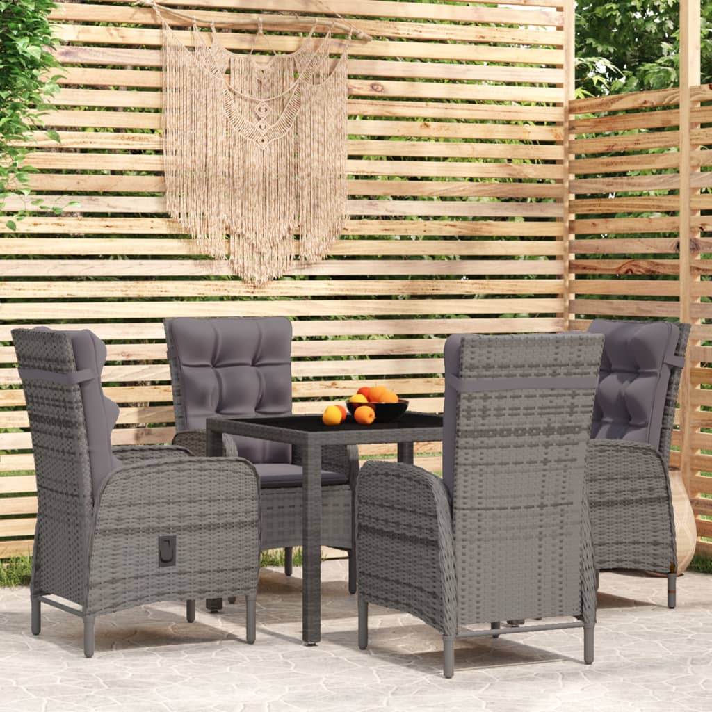 5 Piece Garden Dining Set Poly Rattan Grey Outdoor Dining Sets