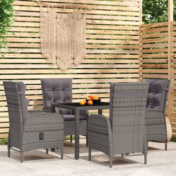 5 Piece Garden Dining Set Poly Rattan Grey Outdoor Dining Sets
