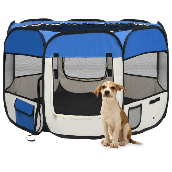 Fences & Pens Foldable Dog Playpen With Carrying Bag Black 90X90x58 Cm