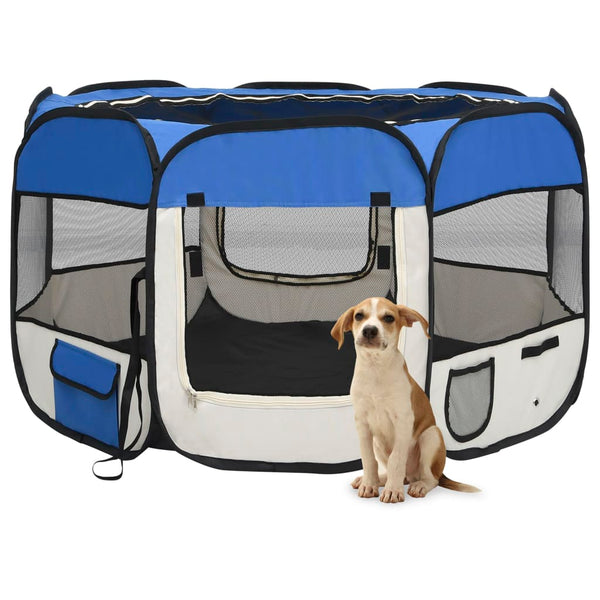 Fences & Pens Foldable Dog Playpen With Carrying Bag Black 110X110x58 Cm