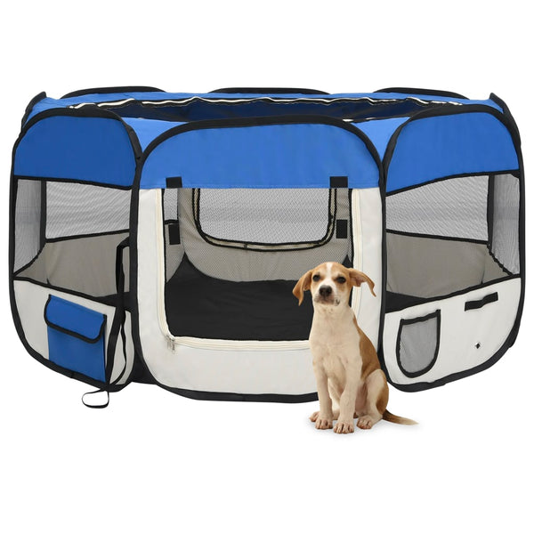 Fences & Pens Foldable Dog Playpen With Carrying Bag Black 125X125x61 Cm