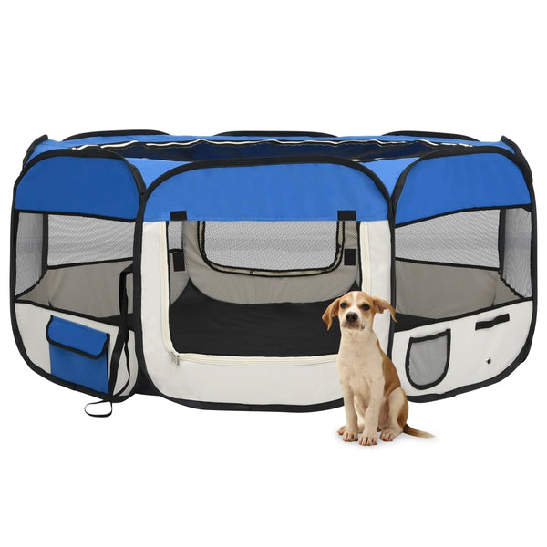 Foldable Dog Playpen With Carrying Bag Black 145X145x61 Cm