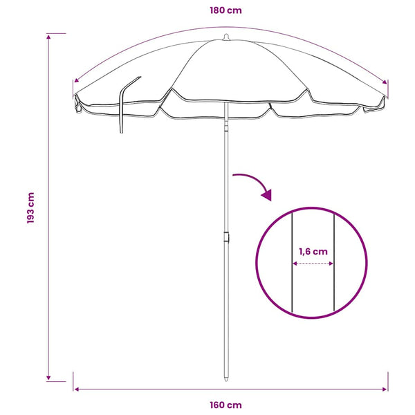 Vidaxl Garden Parasol With Steel Pole Sand 180 Cm Sheds Summerhouses Carports