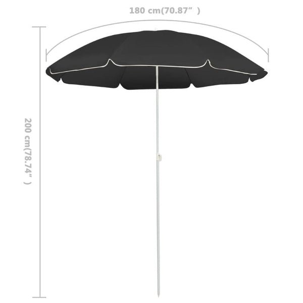 Vidaxl Garden Parasol With Steel Pole Anthracite 180 Cm Patio Umbrellas