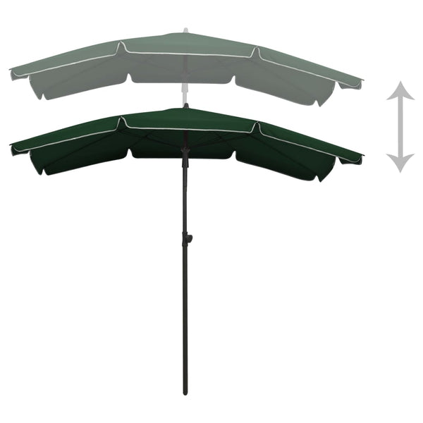 Vidaxl Garden Parasol With Pole 200X130 Cm Green Patio Umbrellas