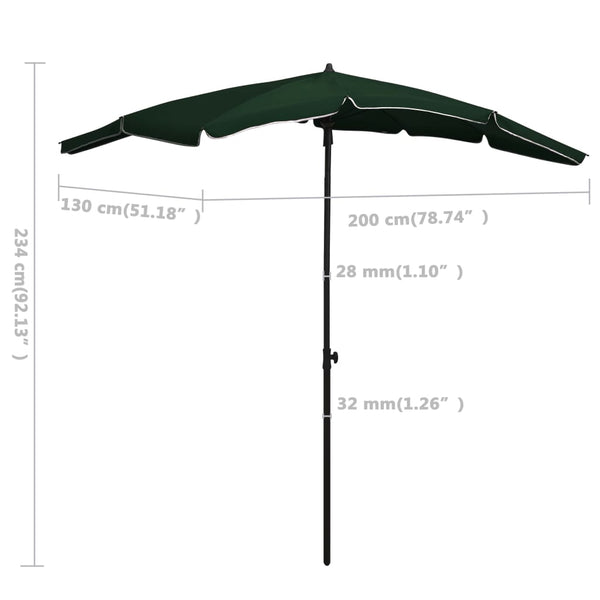 Vidaxl Garden Parasol With Pole 200X130 Cm Green Patio Umbrellas