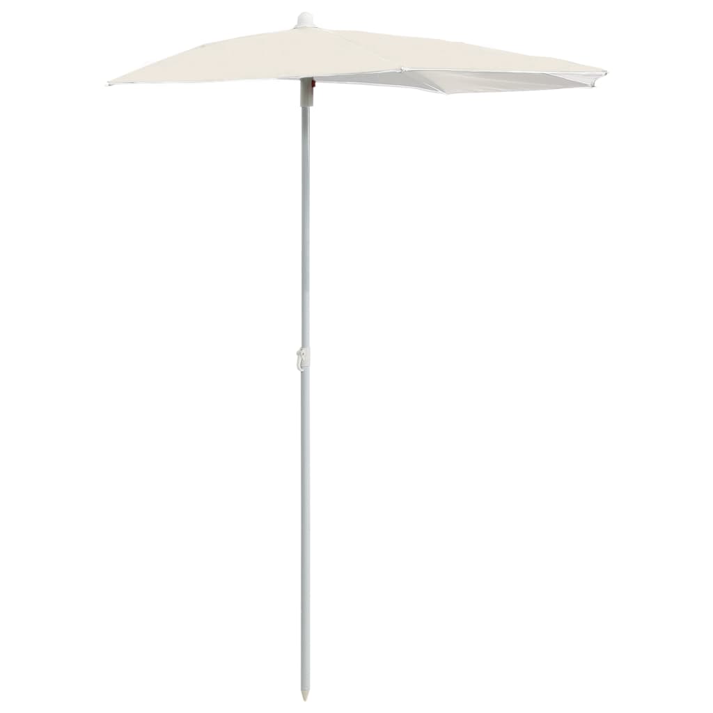 Garden Half Parasol With Pole 180X90 Cm Sand Patio Umbrellas