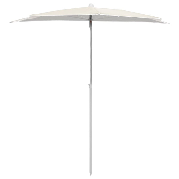 Garden Half Parasol With Pole 180X90 Cm Sand Patio Umbrellas