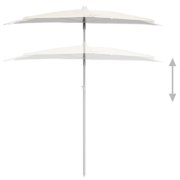 Garden Half Parasol With Pole 180X90 Cm Sand Patio Umbrellas