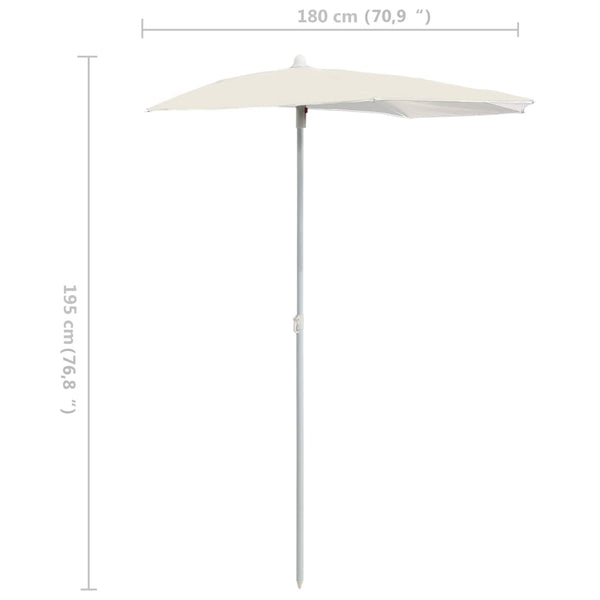 Garden Half Parasol With Pole 180X90 Cm Sand Patio Umbrellas