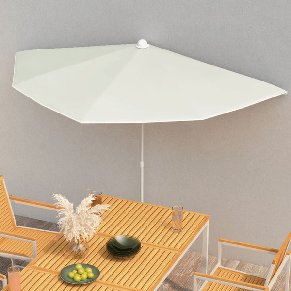 Garden Half Parasol With Pole 180X90 Cm Sand Patio Umbrellas