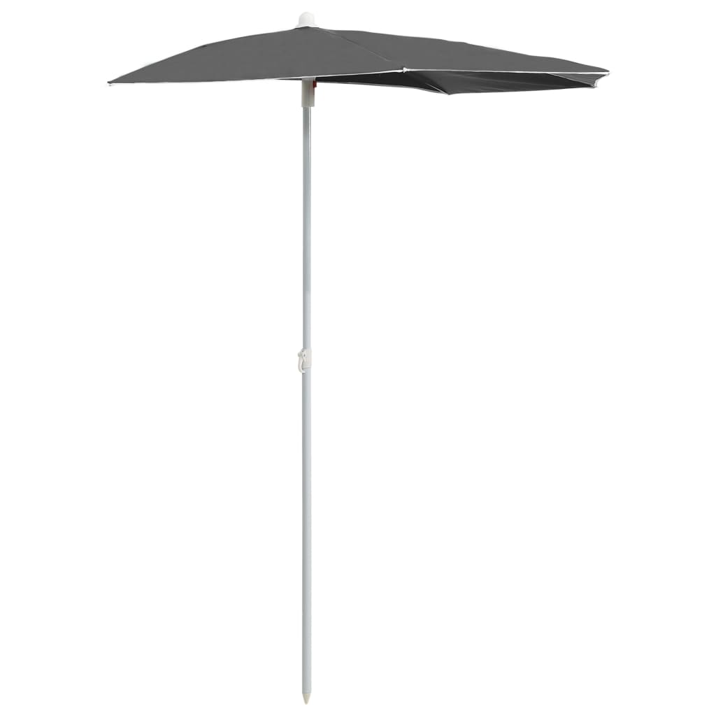 Garden Half Parasol With Pole 180X90 Cm Anthracite Patio Umbrellas