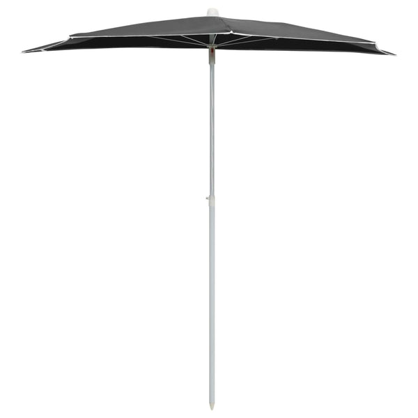 Garden Half Parasol With Pole 180X90 Cm Anthracite Patio Umbrellas
