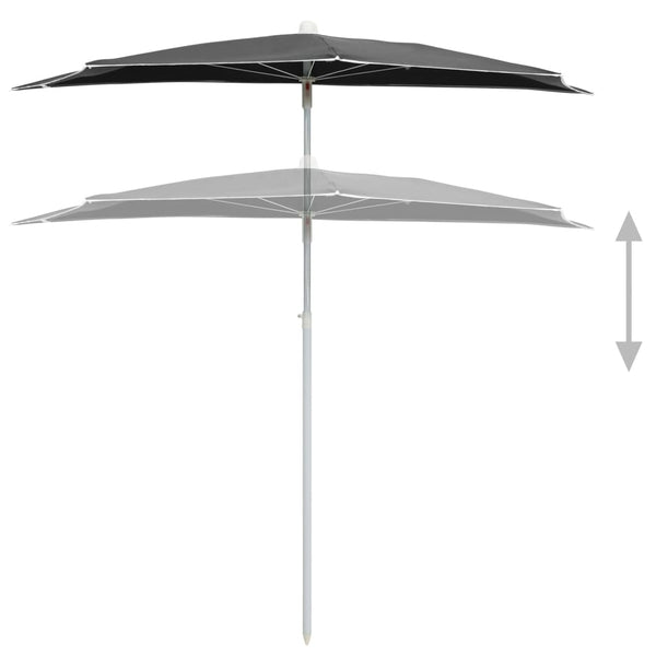 Garden Half Parasol With Pole 180X90 Cm Anthracite Patio Umbrellas