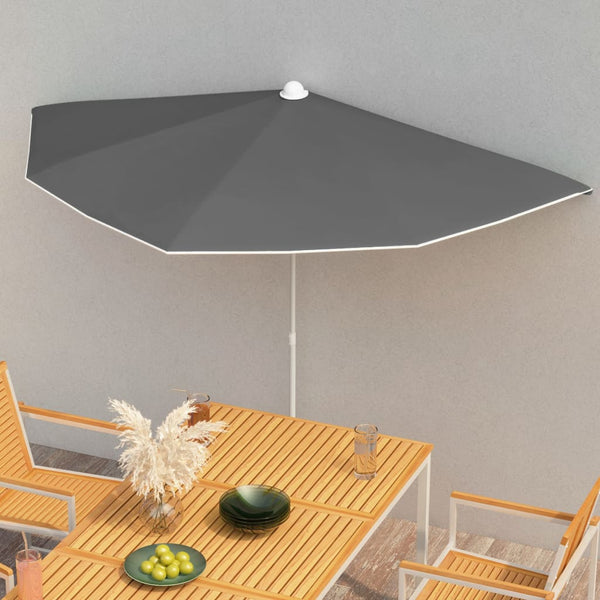 Garden Half Parasol With Pole 180X90 Cm Anthracite Patio Umbrellas
