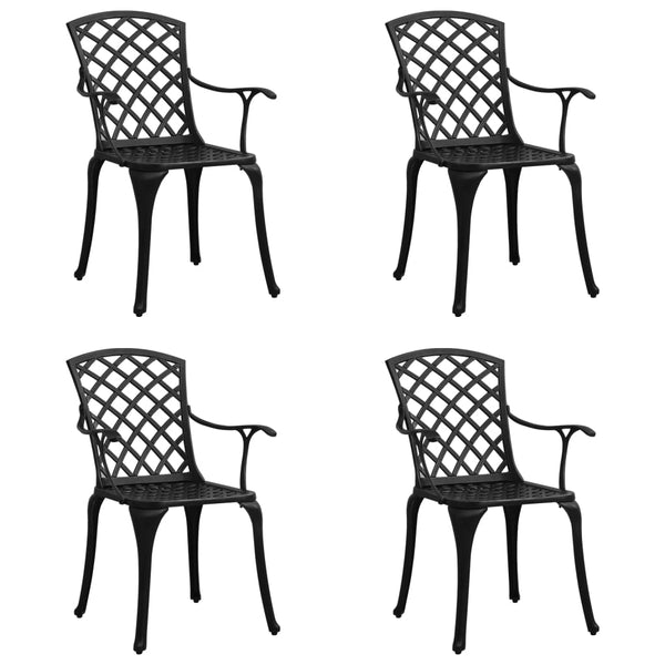 Garden Chairs 4 Pcs Cast Aluminium Black Patio Chairs