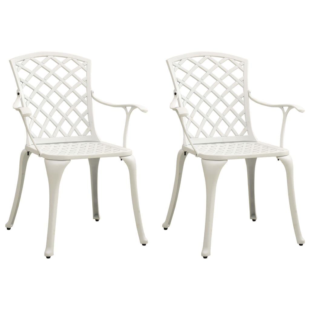 Garden Chairs 2 Pcs Cast Aluminium White Patio Chairs