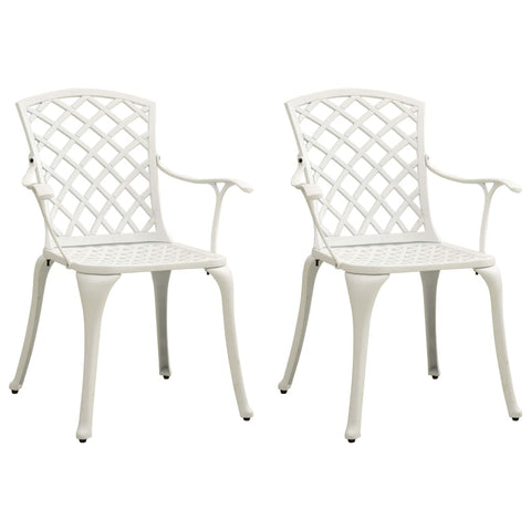 Garden Chairs 2 Pcs Cast Aluminium White Patio Chairs