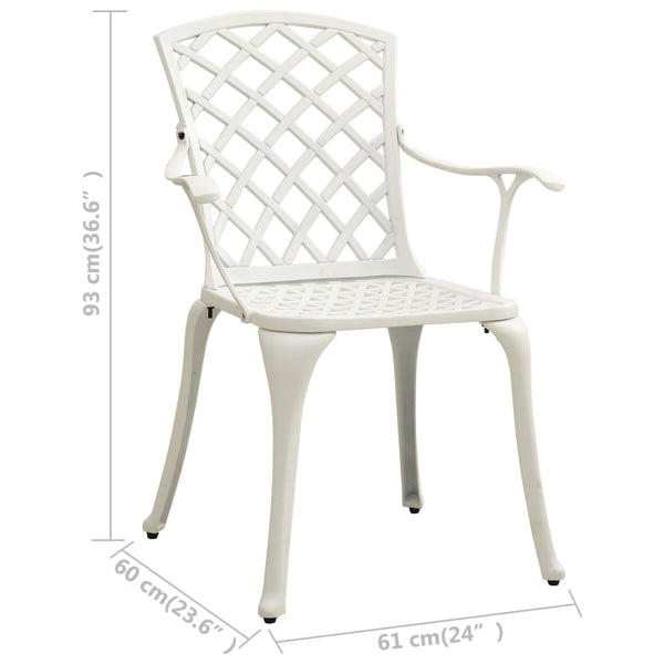 Garden Chairs 2 Pcs Cast Aluminium White Patio Chairs