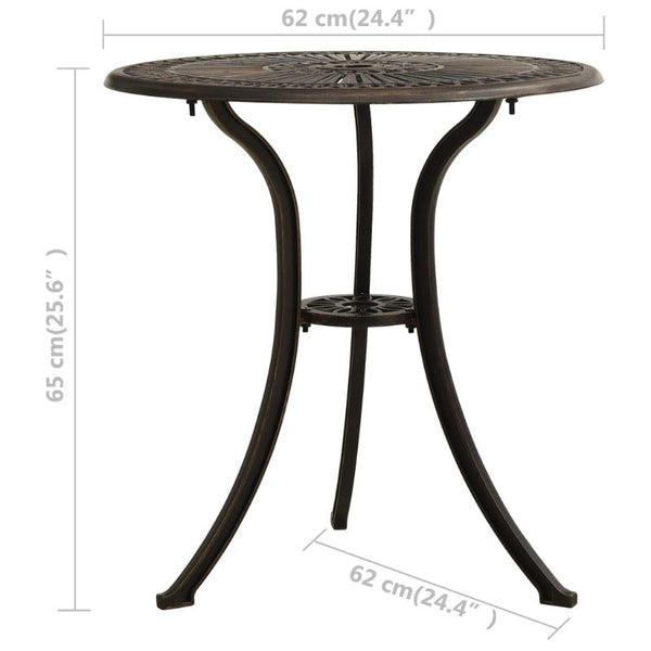 Vidaxl Garden Table Bronze 62X62x65 Cm Cast Aluminium Patio & Garden Tables