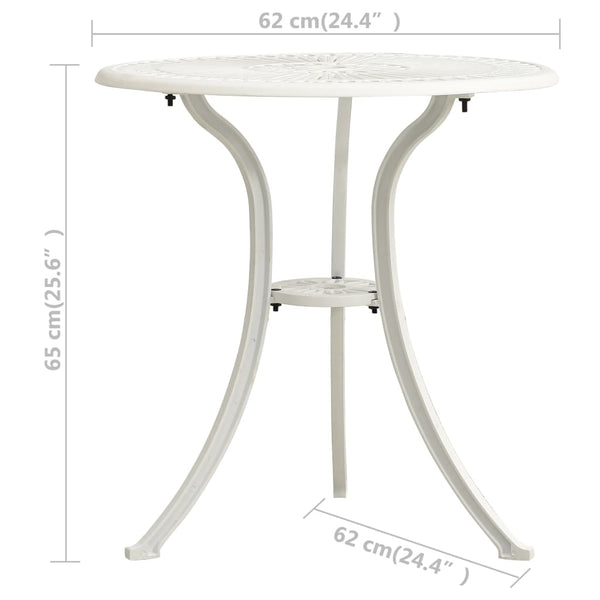 Vidaxl Garden Table White 62X62x65 Cm Cast Aluminium Tables
