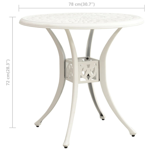 Garden Table White 78X78x72 Cm Cast Aluminium Patio & Garden Tables