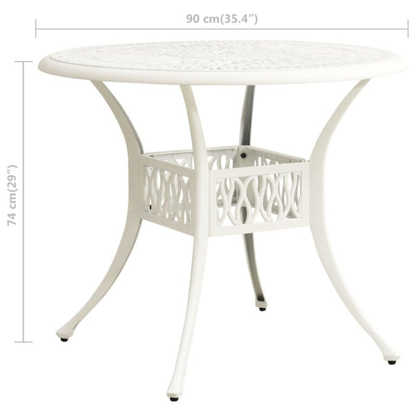 Vidaxl Garden Table White 90X90x74 Cm Cast Aluminium Patio & Garden Tables