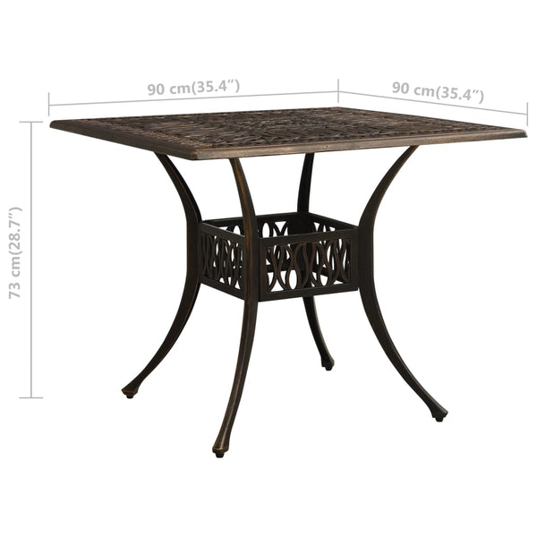 Garden Table Bronze 90X90x73 Cm Cast Aluminium Patio & Garden Tables