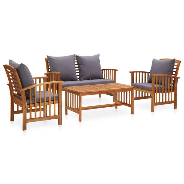 4 Piece Garden Lounge Set With Cushions Solid Acacia Wood (310258+310264) Patio Furniture Sets