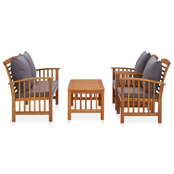 4 Piece Garden Lounge Set With Cushions Solid Acacia Wood (310258+310264) Patio Furniture Sets