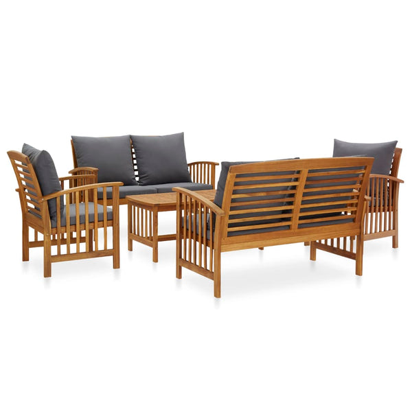 5 Piece Garden Lounge Set With Cushions Solid Acacia Wood (310258+310261+310264) Patio Furniture Sets