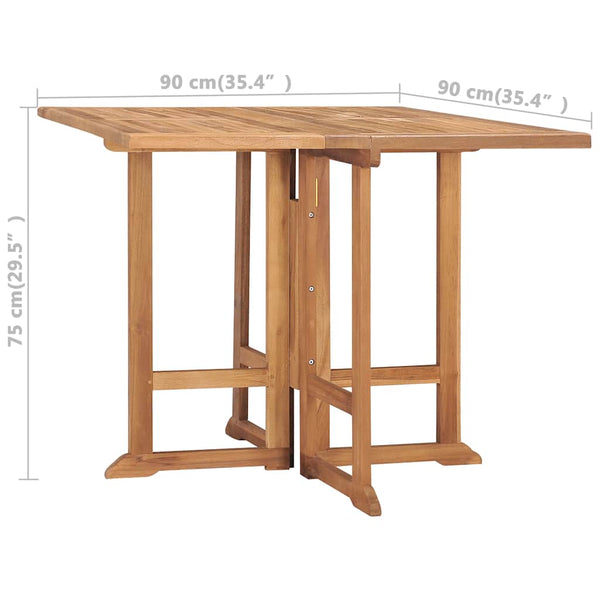 Vidaxl Folding Garden Dining Table 90X90x75 Cm Solid Teak Wood Patio & Garden Tables
