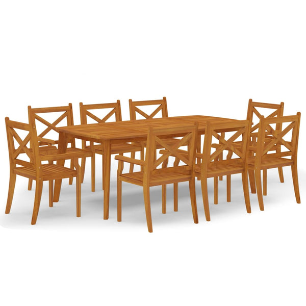 9 Piece Garden Dining Set Solid Wood Acacia Outdoor Dining Sets