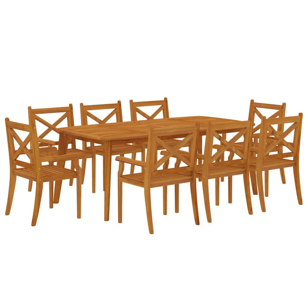 9 Piece Garden Dining Set Solid Wood Acacia Outdoor Dining Sets