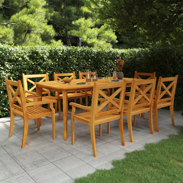 9 Piece Garden Dining Set Solid Wood Acacia Outdoor Dining Sets