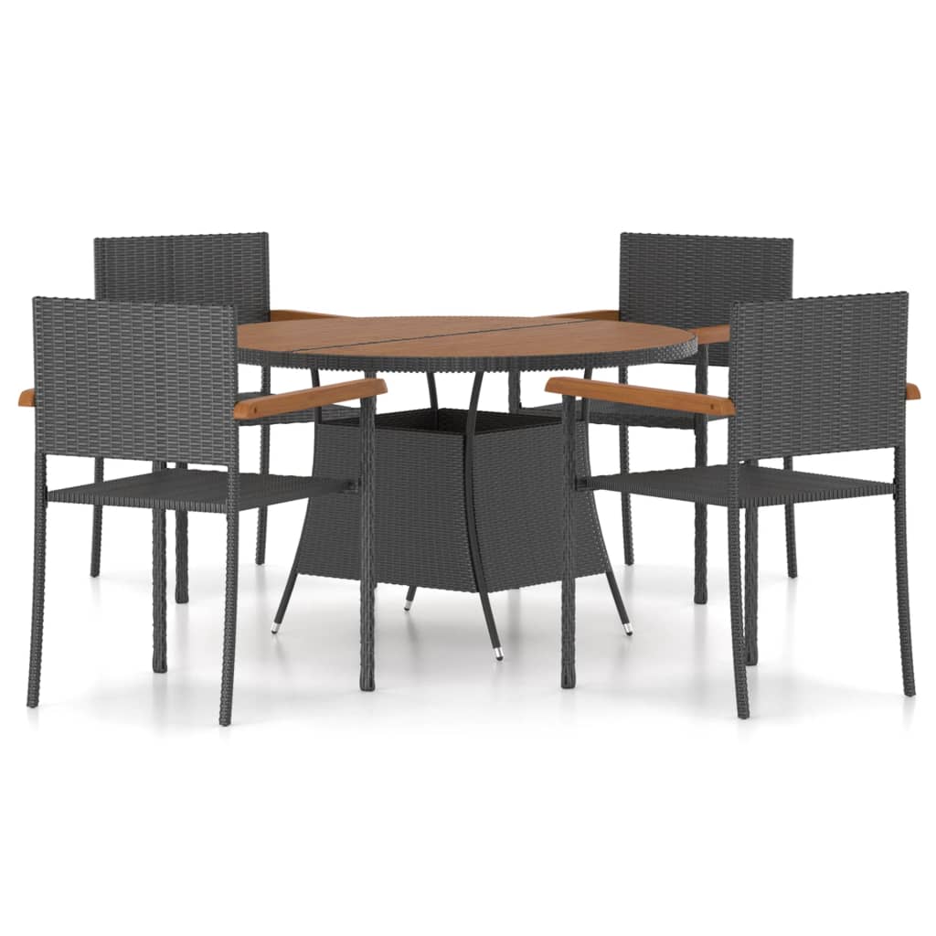5 Piece Outdoor Dining Set Poly Rattan Black Outdoor Dining Sets