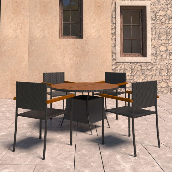5 Piece Outdoor Dining Set Poly Rattan Black Outdoor Dining Sets