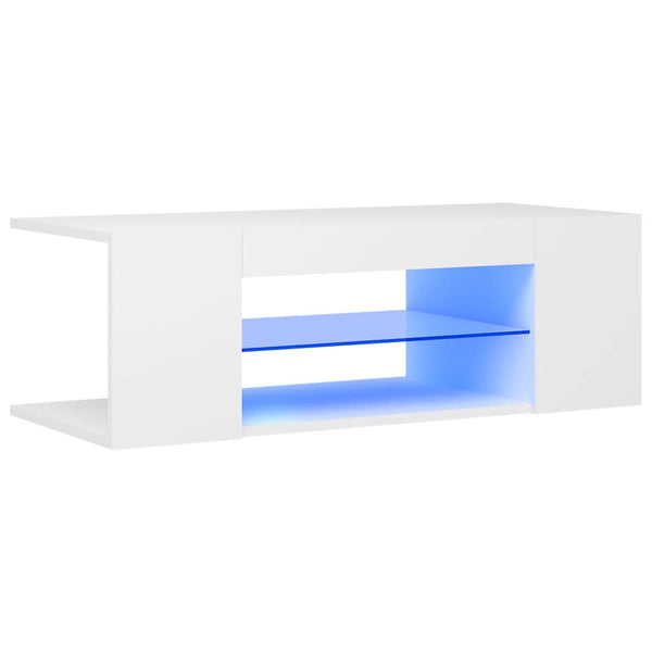 Tv Cabinet With Led Lights White 90X39x30 Cm