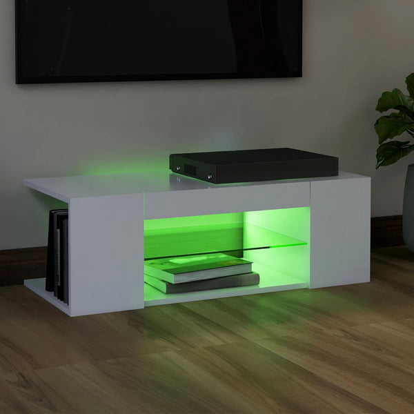 Tv Cabinet With Led Lights White 90X39x30 Cm Tv Stands & Entertainment Units