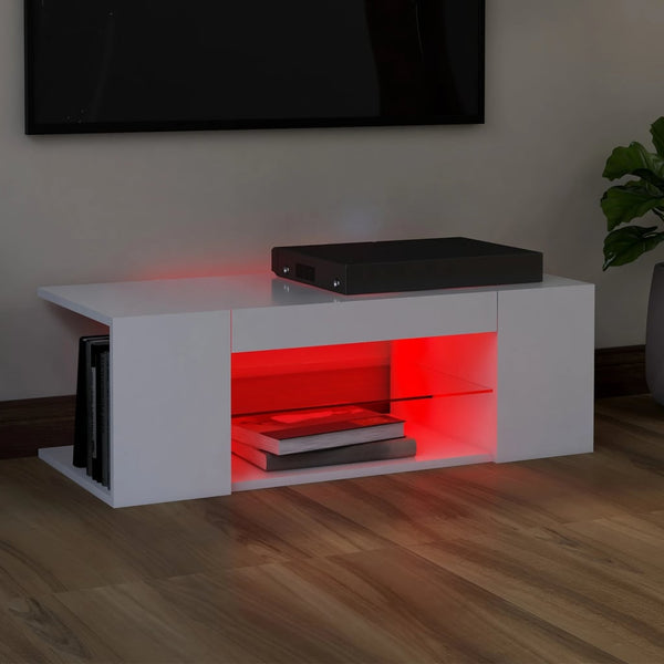 Tv Cabinet With Led Lights White 90X39x30 Cm Tv Stands & Entertainment Units